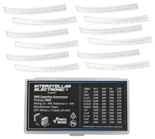 Load image into Gallery viewer, 0805 SMD Capacitor Assortment X7R X5R, 100pf, 1nF, 10nF, 01uF, 0.22uF, 0.47uF, 0.68uF, 1uF, 2.2uF, 4.7uF, 10uF, 22uF, 25V - 50V, 300 pcs