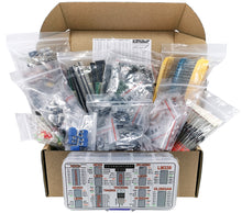 Load image into Gallery viewer, Electronic Components Assortment Kit, Grab Bag, Resistors, Polyester Capacitors, LED, PCB, Diodes, Transistors, IC, 2000 pcs