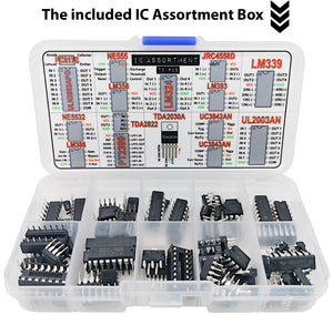 Electronic Components Assortment Kit, Grab Bag, Resistors, Polyester Capacitors, LED, PCB, Diodes, Transistors, IC, 2000 pcs